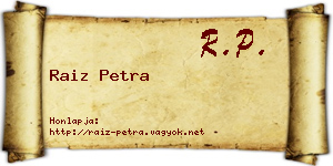 Raiz Petra névjegykártya